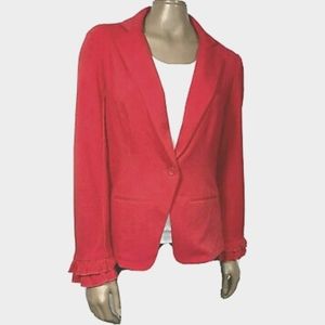 🌻 Soho Apparel Ltd. Ruffle Cuff Red Blazer. Size L